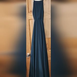 Size small LuLus formal jade green dress. Spaghetti adju strap criss cross back.